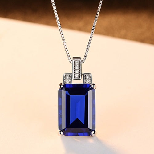 10mm*14mm Oval Shape Solitaire Natural Sky Blue Topaz Stone Pendant 925 Sterling Silver Charms Chain Necklace for Women