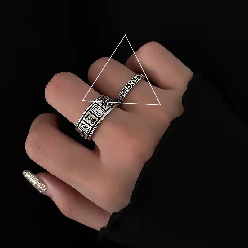Mahjong Personalized Gift Silver Female Ring Engagement   Items For Business Jewelry y2k Accessories GaaBou