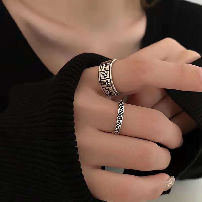 Mahjong Personalized Gift Silver Female Ring Engagement   Items For Business Jewelry y2k Accessories GaaBou