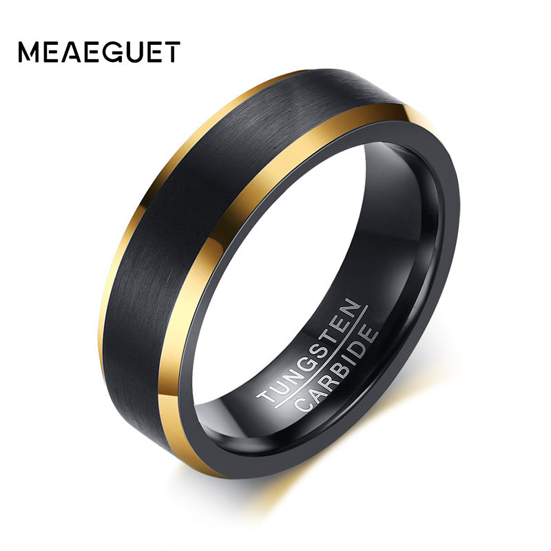 Black Gold Color Tungsten Ring Men Carbide Engagement Rings Jewelry Matte Brushed Wedding Anillos Band USA Size 8 to 12