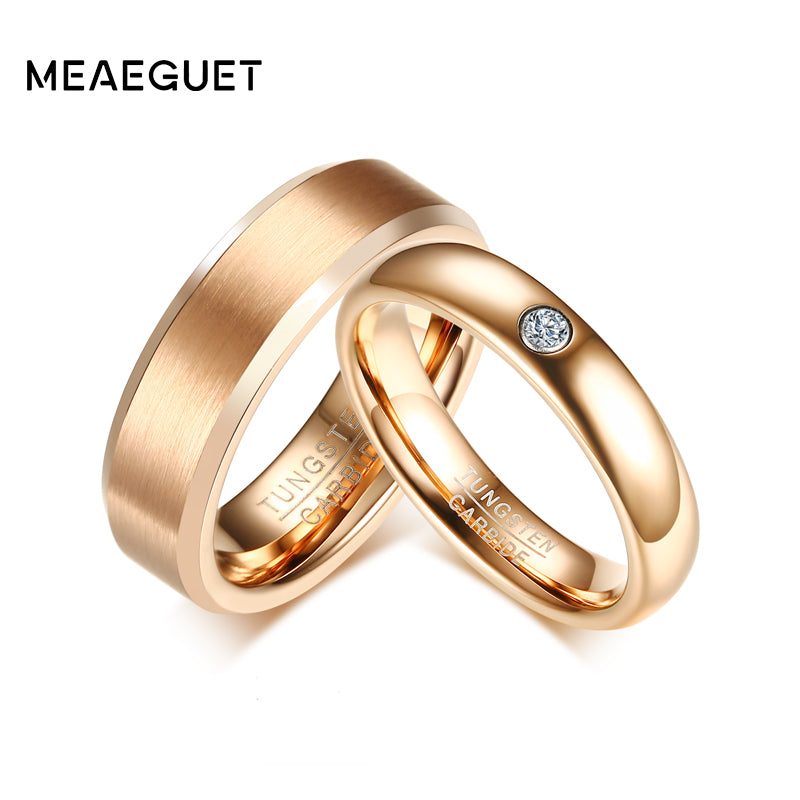 Rose Gold Color Tungsten Carbide Couple Ring For Men Women CZ Engagement Ring Wedding Jewelry Valentine's Day
