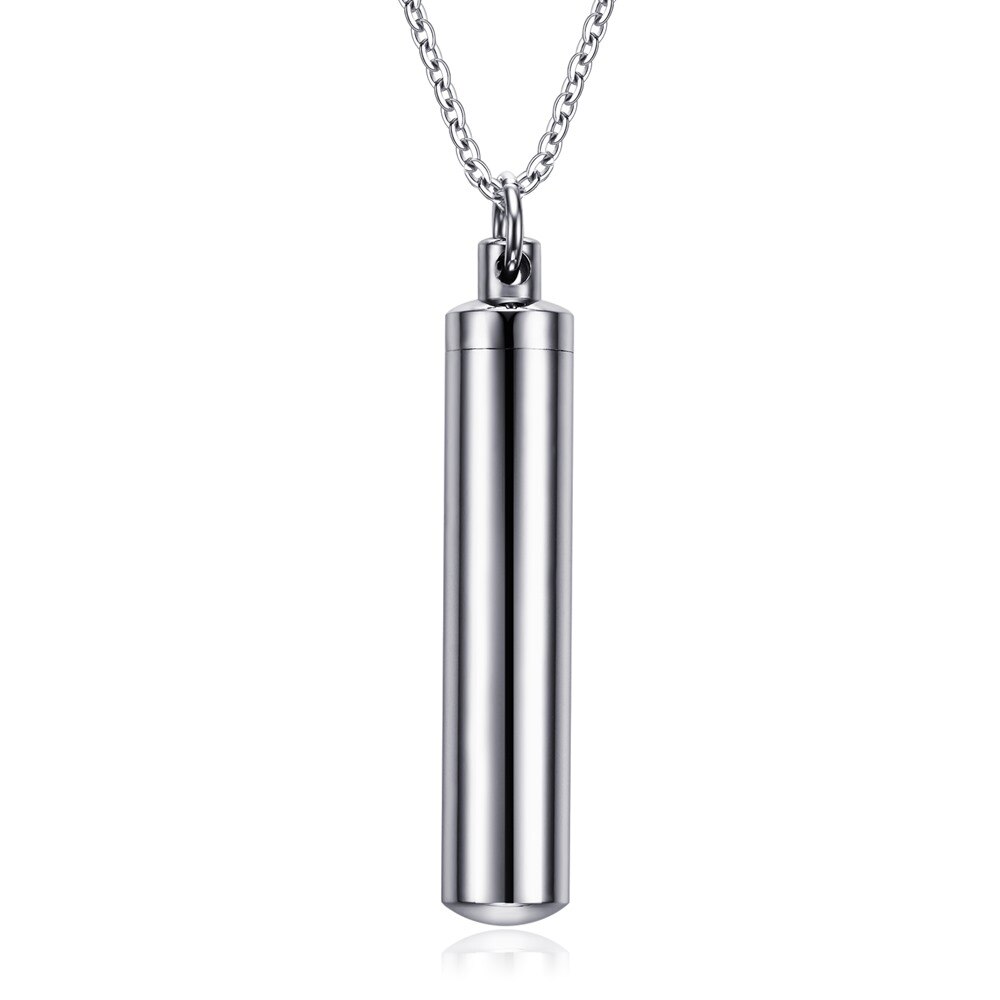 Men Woman Capsule Necklace Openable Cylindrical Pill Case Pendants Stainless Steel Remembrance Gift Jewelry