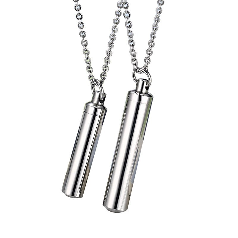 Men Woman Capsule Necklace Openable Cylindrical Pill Case Pendants Stainless Steel Remembrance Gift Jewelry