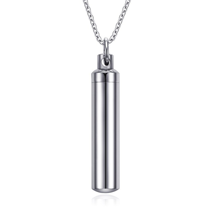Men Woman Capsule Necklace Openable Cylindrical Pill Case Pendants Stainless Steel Remembrance Gift Jewelry