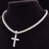 Men Women Hip Hop Cross Pendant Necklace with 4mm Zircon Tennis Chain Iced out Bling Necklaces HipHop Jewelry Gift