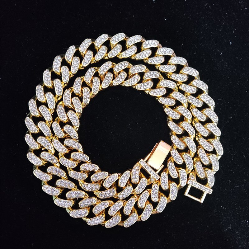 Men Women Hip Hop Iced Out Bling Figure Pendant Necklace with 13mm Miami Cuban Chain HipHop Rock Necklaces Charm Jewelry