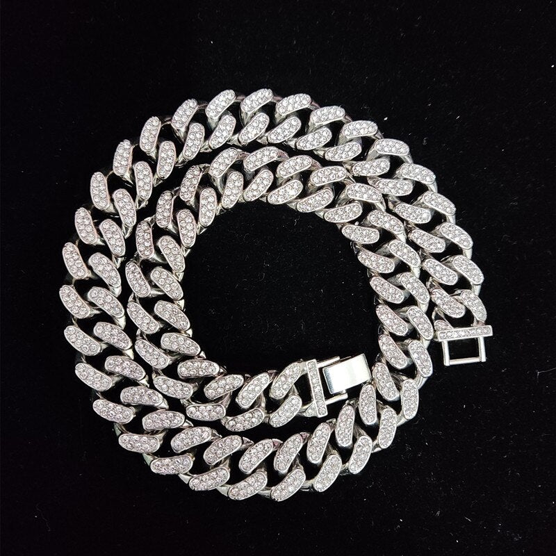 Men Women Hip Hop Iced Out Bling Figure Pendant Necklace with 13mm Miami Cuban Chain HipHop Rock Necklaces Charm Jewelry