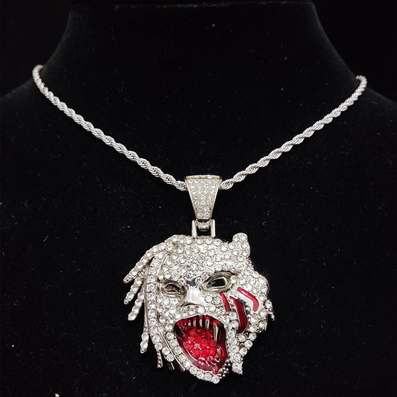 Men Women Hip Hop Iced Out Bling Figure Pendant Necklace with 13mm Miami Cuban Chain HipHop Rock Necklaces Charm Jewelry