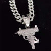 Men Women Hip Hop Iced Out Bling submachine gun Pendant Necklace 13mm Miami Cuban Chain HipHop Necklaces  Charm Jewelry