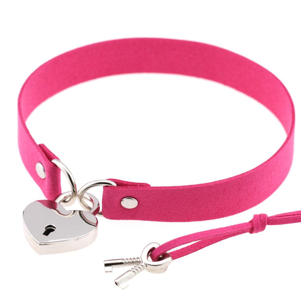 Metal Lock Heart Choker Collar For Girls Women Black Cosplay Necklace Couple Gift Neck Goth Jewelry Gothic Accessiores