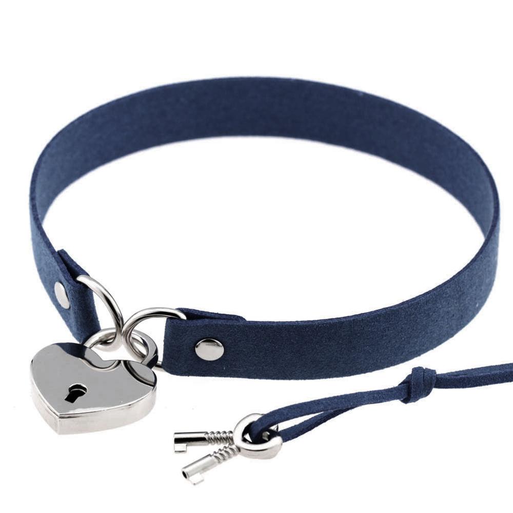 Metal Lock Heart Choker Collar For Girls Women Black Cosplay Necklace Couple Gift Neck Goth Jewelry Gothic Accessiores