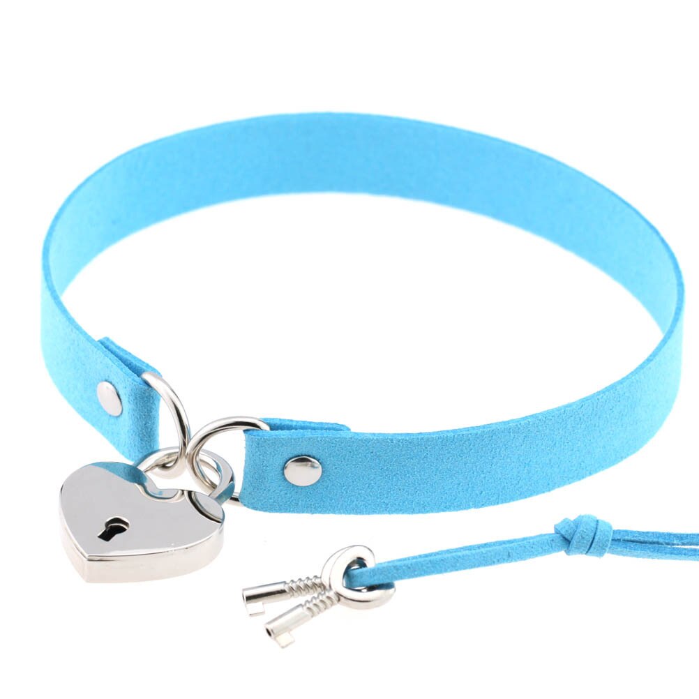 Metal Lock Heart Choker Collar For Girls Women Black Cosplay Necklace Couple Gift Neck Goth Jewelry Gothic Accessiores