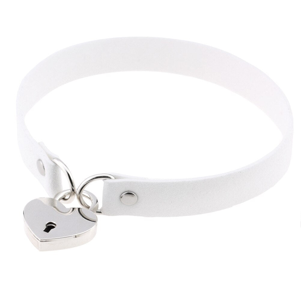 Metal Lock Heart Choker Collar For Girls Women Black Cosplay Necklace Couple Gift Neck Goth Jewelry Gothic Accessiores