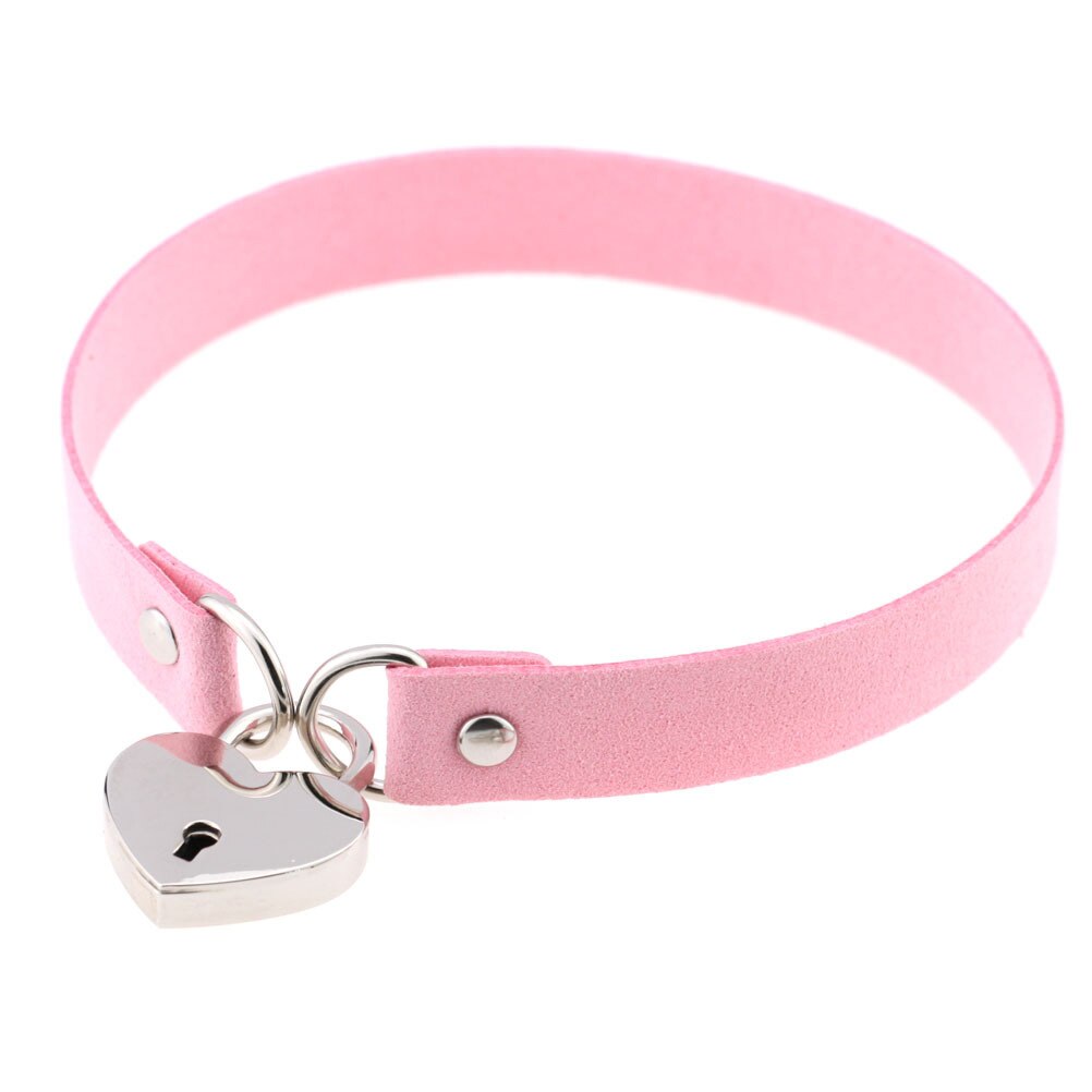 Metal Lock Heart Choker Collar For Girls Women Black Cosplay Necklace Couple Gift Neck Goth Jewelry Gothic Accessiores