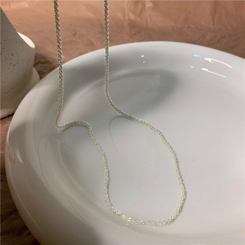 Minimalist Silver Necklace For Women Sparkling Clavicle Chain Choker Necklace Wedding Party  Birthday Gift
