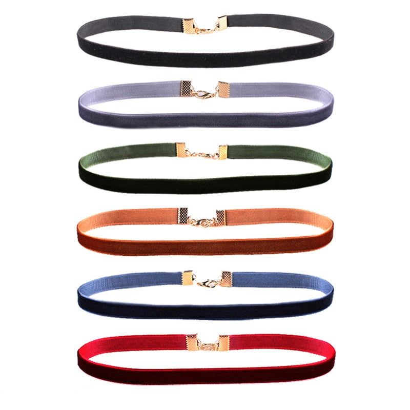 Mix 12 colors 12Pcs/Set 10mm Velvet Choker Necklaces For Women Girls Punk Gothic Pendant Necklace Cho collier ras du cou