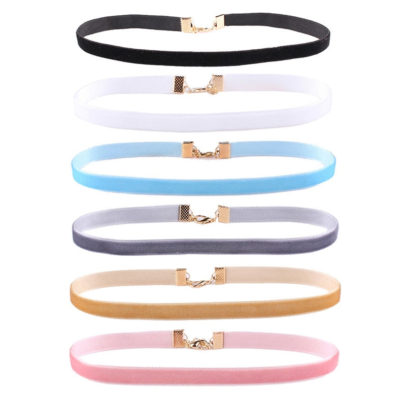 Mix 12 colors 12Pcs/Set 10mm Velvet Choker Necklaces For Women Girls Punk Gothic Pendant Necklace Cho collier ras du cou