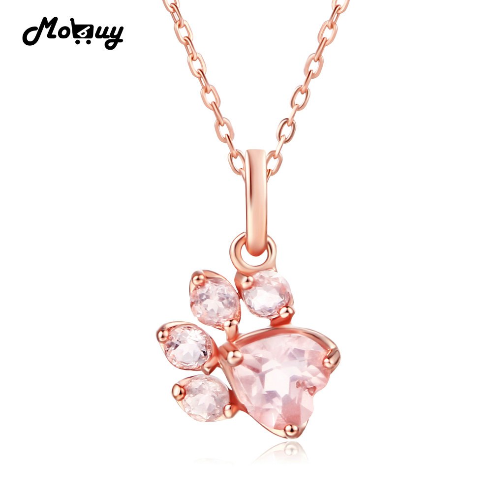MBNI027 Natural Gemstone Rose Quartz Animal Claws Necklace &Pendant 925 Sterling Silver Rose Gold Plated Jewelry For Women