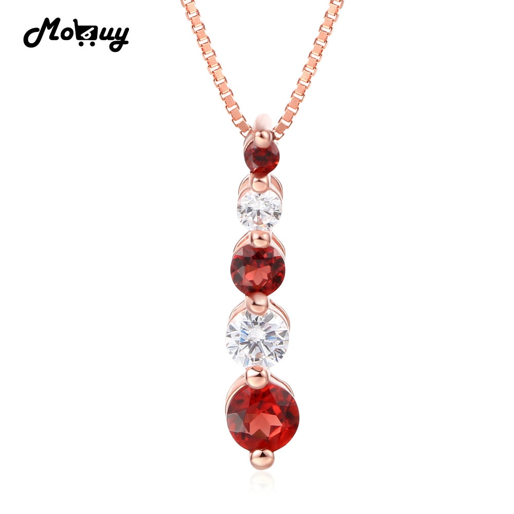MBNI032 Multi Stones Red Natural Gemstone Garnet Necklace & Pendant 925 Sterling Silver Rose Gold Plated Fine Jewelry