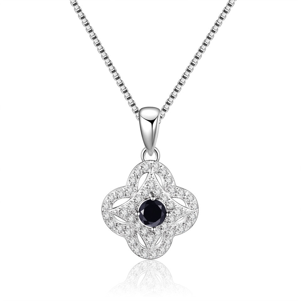 Silver 925 Jewelry Necklace With Chain 6 Kinds Natural Black Sapphire Topaz Garnet Citrine Amethyst Peridot For Women