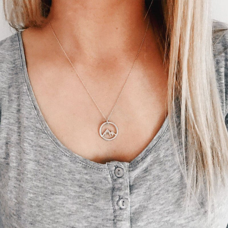 Mountain necklace, wanderlust necklace, mountain call, mountain jewelry, mountain pendant, mountain charms