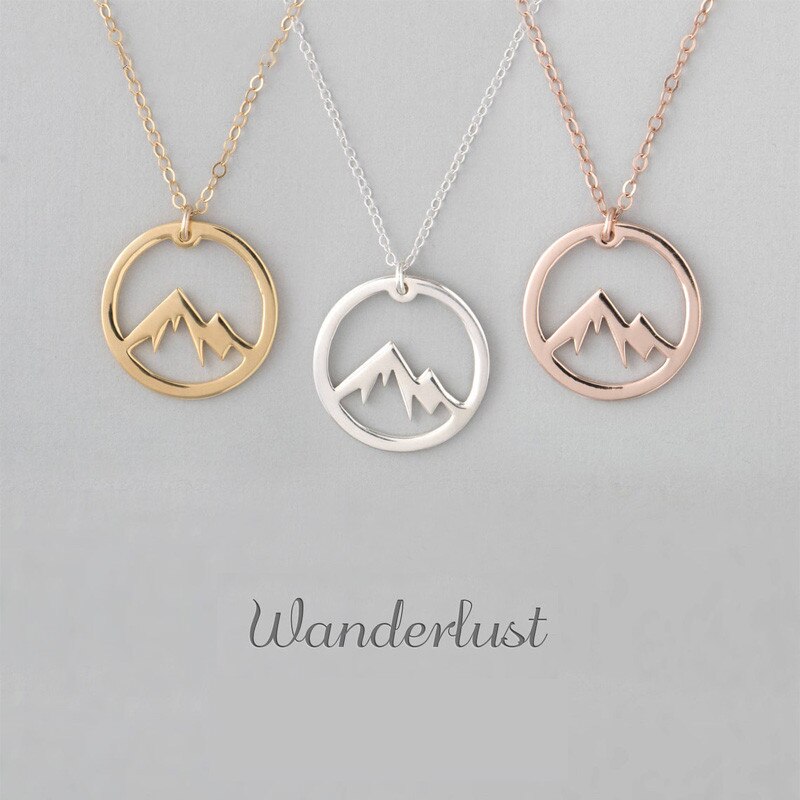 Mountain necklace, wanderlust necklace, mountain call, mountain jewelry, mountain pendant, mountain charms