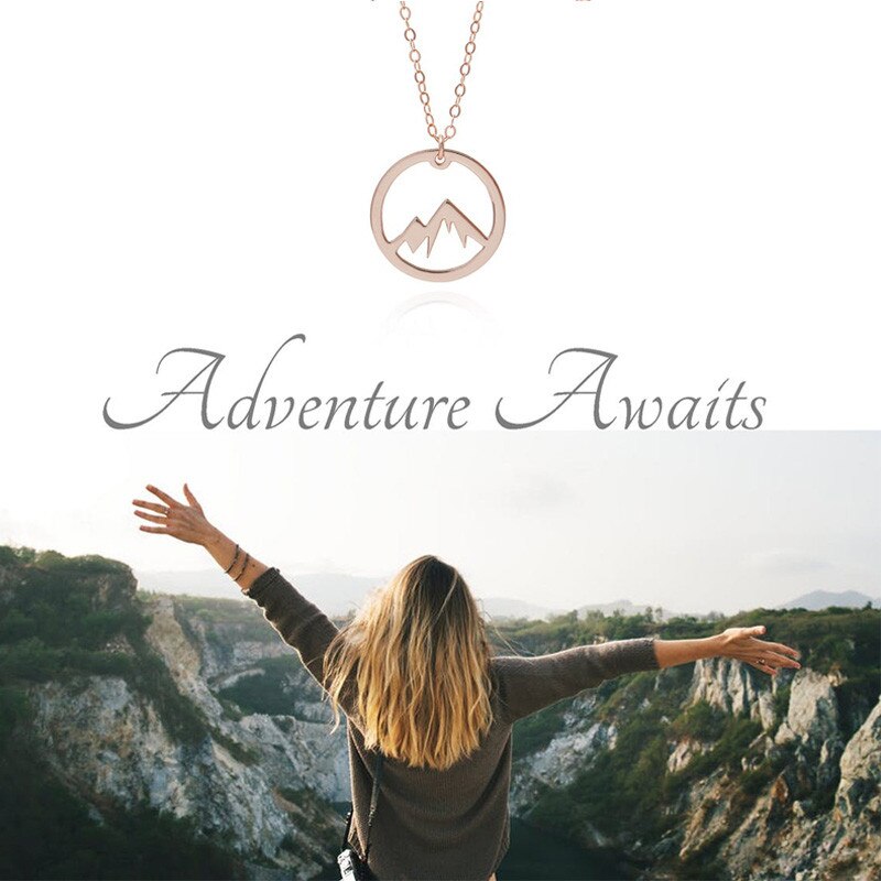 Mountain necklace, wanderlust necklace, mountain call, mountain jewelry, mountain pendant, mountain charms