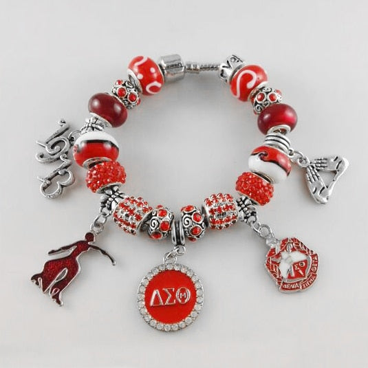 NEW Red Bead Delta Sigma Theta Sorority Founder Lady 1913 Charm Bracelet