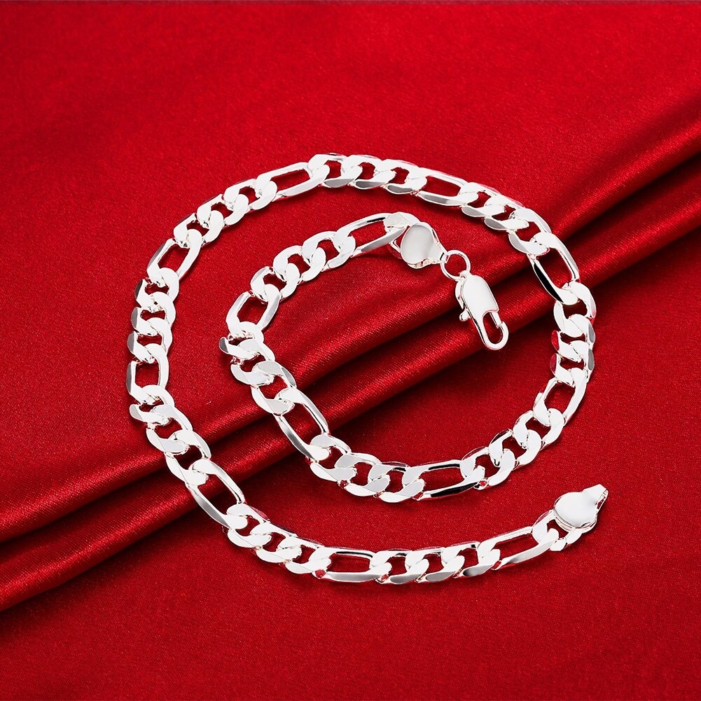 classic 925 Sterling Silver 10MM geometry chain necklace for men woman 20/24 inches designer wedding jewelry gifts