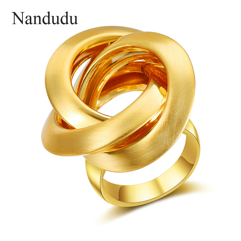 New Gold & Silver Color Female Size Rings for Woman Knot Design Cocktail Party Rings Brand Jewelry Gift R1986 R1987
