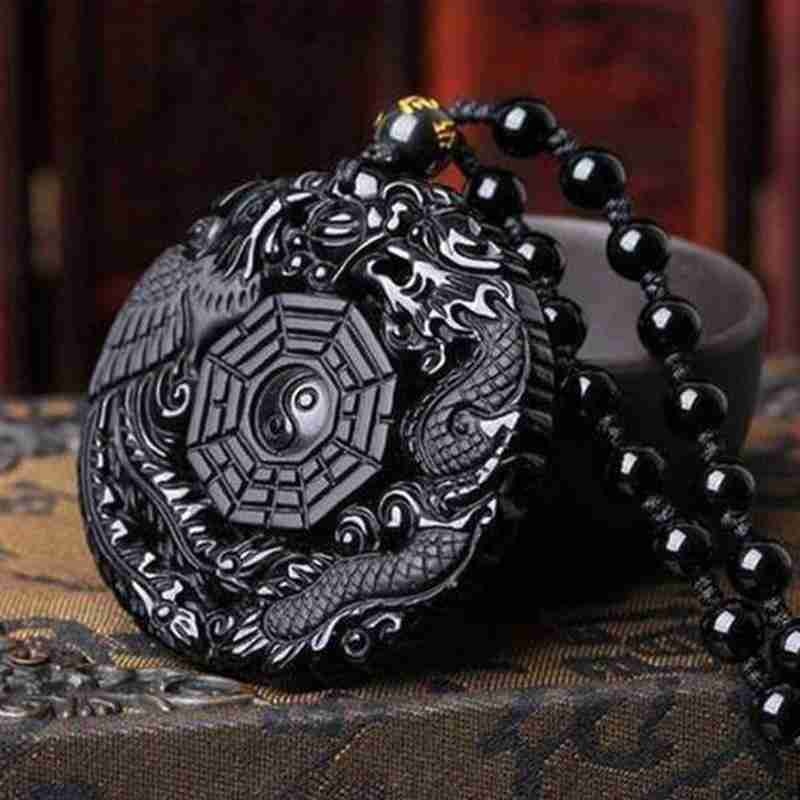 COAI Herenketting van echt Italiaans leer met hanger draak/feniks van Obsidiaan, natuursteen halsketting voor heren, 50 cm, Steen Leer, Obsidiaan COAI Herenketting van echt Italiaans leer met hanger draak/feniks van Obsidiaan, natuursteen halsketting voor heren, 50 cm, Steen Leer, Obsidiaan