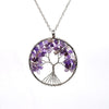 Natural Stone Tree of Life Pendant Necklace 7 Chakra Handmade Color Quartz  Crystal Necklace Pendant Wedding Jewelry for Women