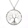 Natural Stone Tree of Life Pendant Necklace 7 Chakra Handmade Color Quartz  Crystal Necklace Pendant Wedding Jewelry for Women