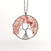 Natural Stone Tree of Life Pendant Necklace 7 Chakra Handmade Color Quartz  Crystal Necklace Pendant Wedding Jewelry for Women