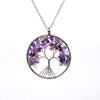 Natural Stone Tree of Life Pendant Necklace 7 Chakra Handmade Color Quartz  Crystal Necklace Pendant Wedding Jewelry for Women