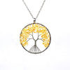 Natural Stone Tree of Life Pendant Necklace 7 Chakra Handmade Color Quartz  Crystal Necklace Pendant Wedding Jewelry for Women
