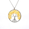 Natural Stone Tree of Life Pendant Necklace 7 Chakra Handmade Color Quartz  Crystal Necklace Pendant Wedding Jewelry for Women