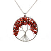 Natural Stone Tree of Life Pendant Necklace 7 Chakra Handmade Color Quartz  Crystal Necklace Pendant Wedding Jewelry for Women