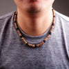 Natural wood bead & 8mm black bead Surfer Necklace for men tribal jewelry