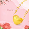 Necklace for Women Wedding Engagement Jewelry Pure Gold Color 45cm 18'' Matte Love Heart Pendant Clavicle Chain Chocker
