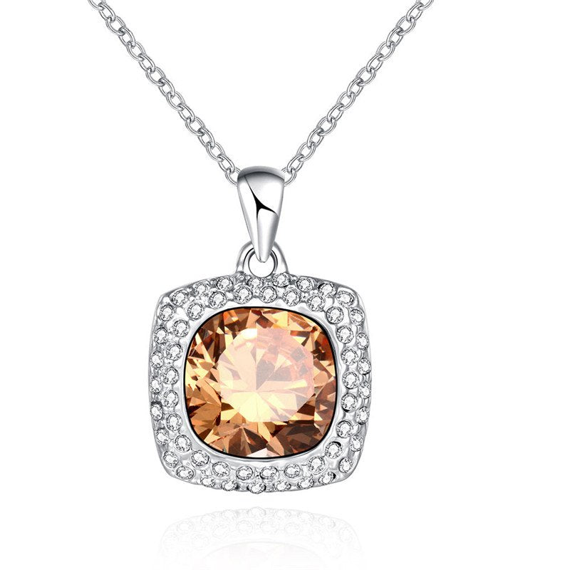 Necklace of KJ-AKN067-B, fine jewelry necklace with silver color plated with champagne stone, wedding necklace for Woman,gifts