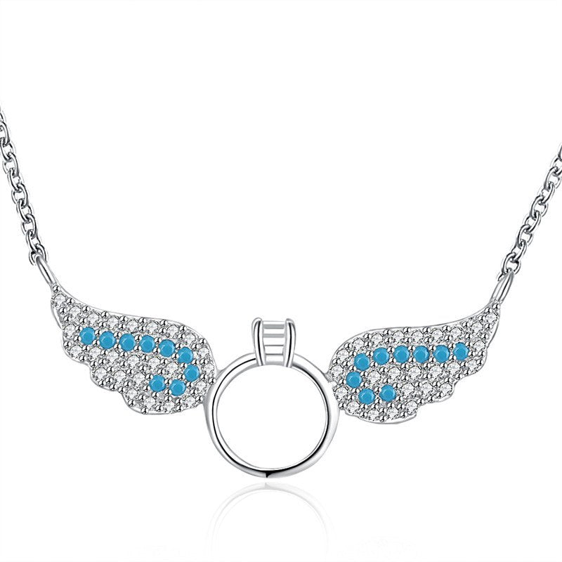 Necklace of KJ-SVN136, 925 silver fine jewelry Angel wings necklace, Top AAA stone, fashion neclace for Woman, friend's gifts