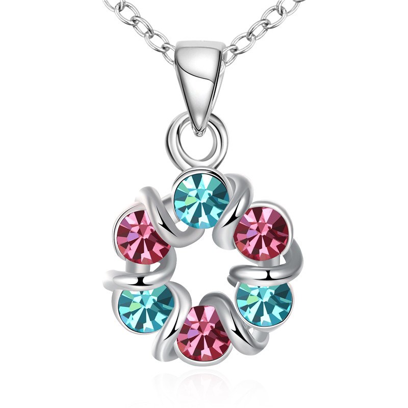 Necklaces of KJ-AKN071,Ki colorful necklaces, RH silver color setting with fashion colorful cz, neckalces for gift, party