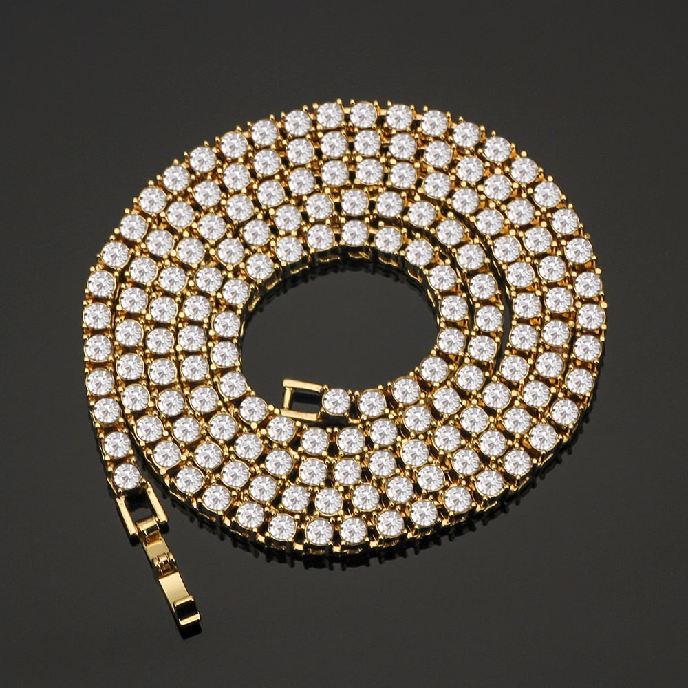 4MM Iced Out tennis Bracelet Necklace Men Tennis Chain Hip-Hop Jewelry Women 16/18/20/24/30inch Choker Chain Gift