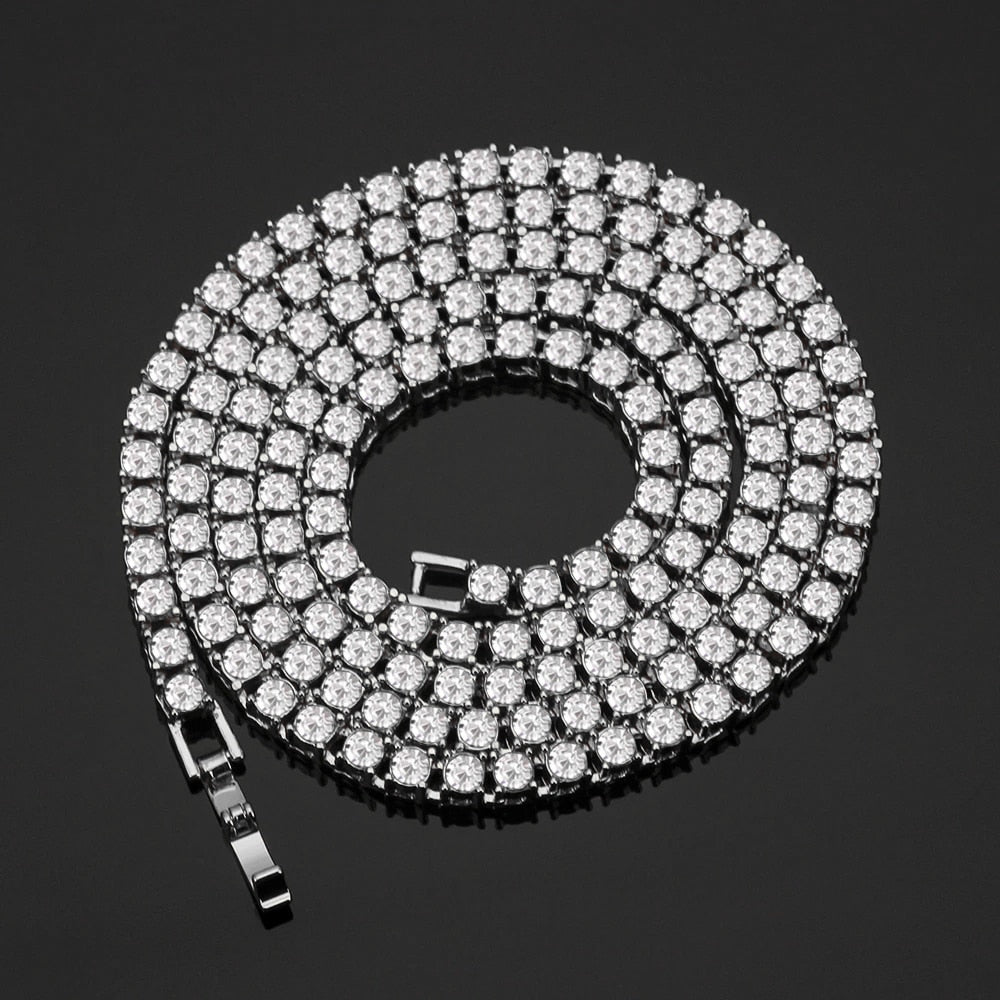 4MM Iced Out tennis Bracelet Necklace Men Tennis Chain Hip-Hop Jewelry Women 16/18/20/24/30inch Choker Chain Gift