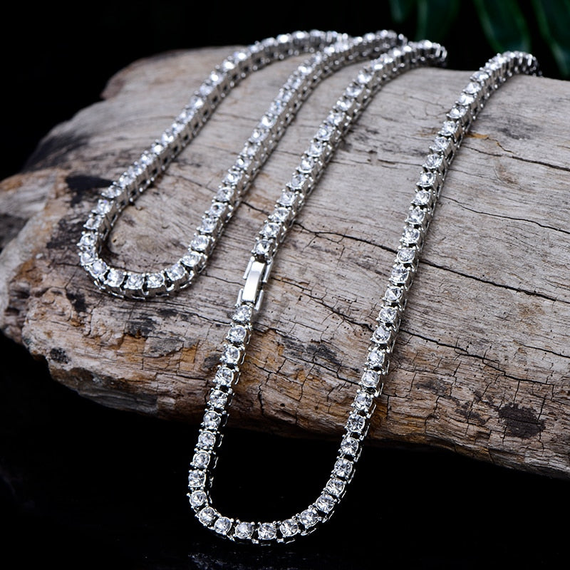 4MM Iced Out tennis Bracelet Necklace Men Tennis Chain Hip-Hop Jewelry Women 16/18/20/24/30inch Choker Chain Gift