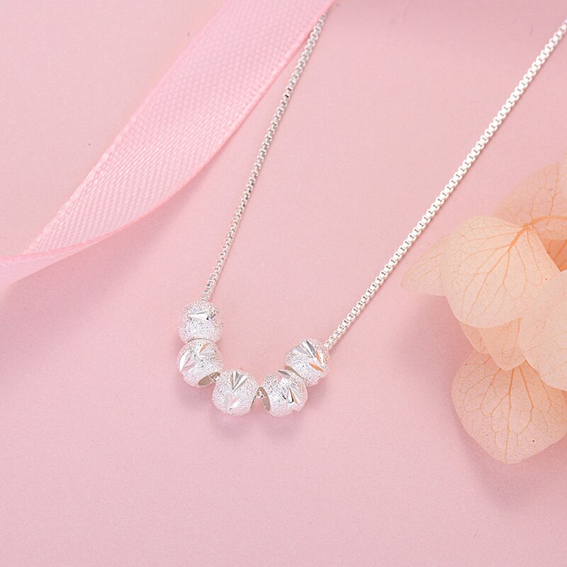 925 Stamped Silver 18K Gold Color beautiful lucky beads Chain Necklace For Women Man fine Wedding Party Jewelry gift