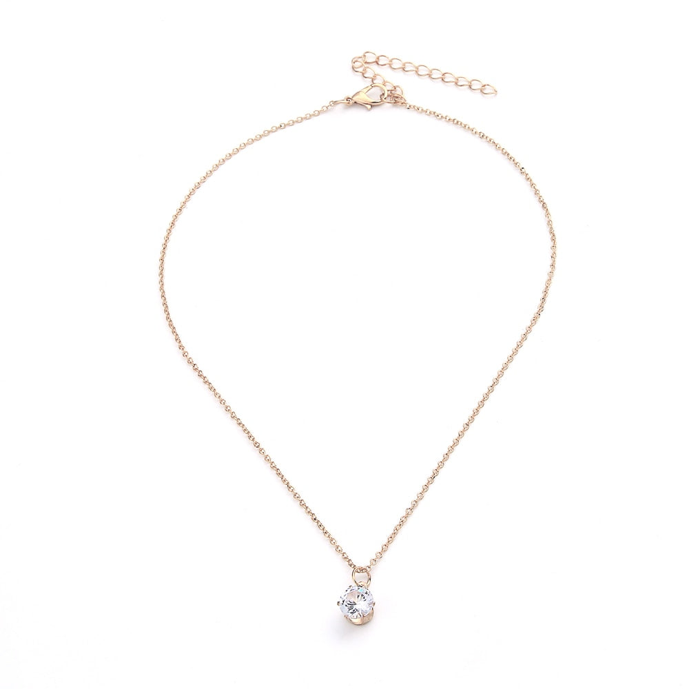 New Arrived Gold Color Small Crystal Pendants Necklaces for Women  Valentine's Day Jewelry Femme Bijoux Colliers