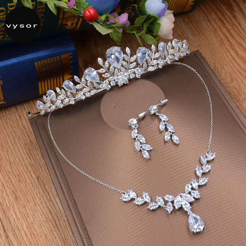New-Cubic-Zirconia-Wedding-Jewelry-Sets-CZ-Stone-Brides-Tiara-Marquise-Cut-Zircon-Necklace-Earrings-Crown