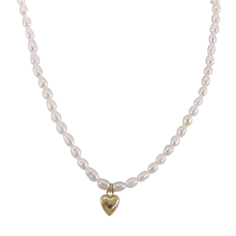 Design Jewelry Simple Natural Freshwater Pearl Love Necklace Pendant Necklace Elegant Women's Clavicle Necklace